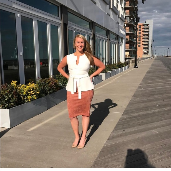 BCBG Dresses & Skirts - BCBG blush pink suede pencil skirt